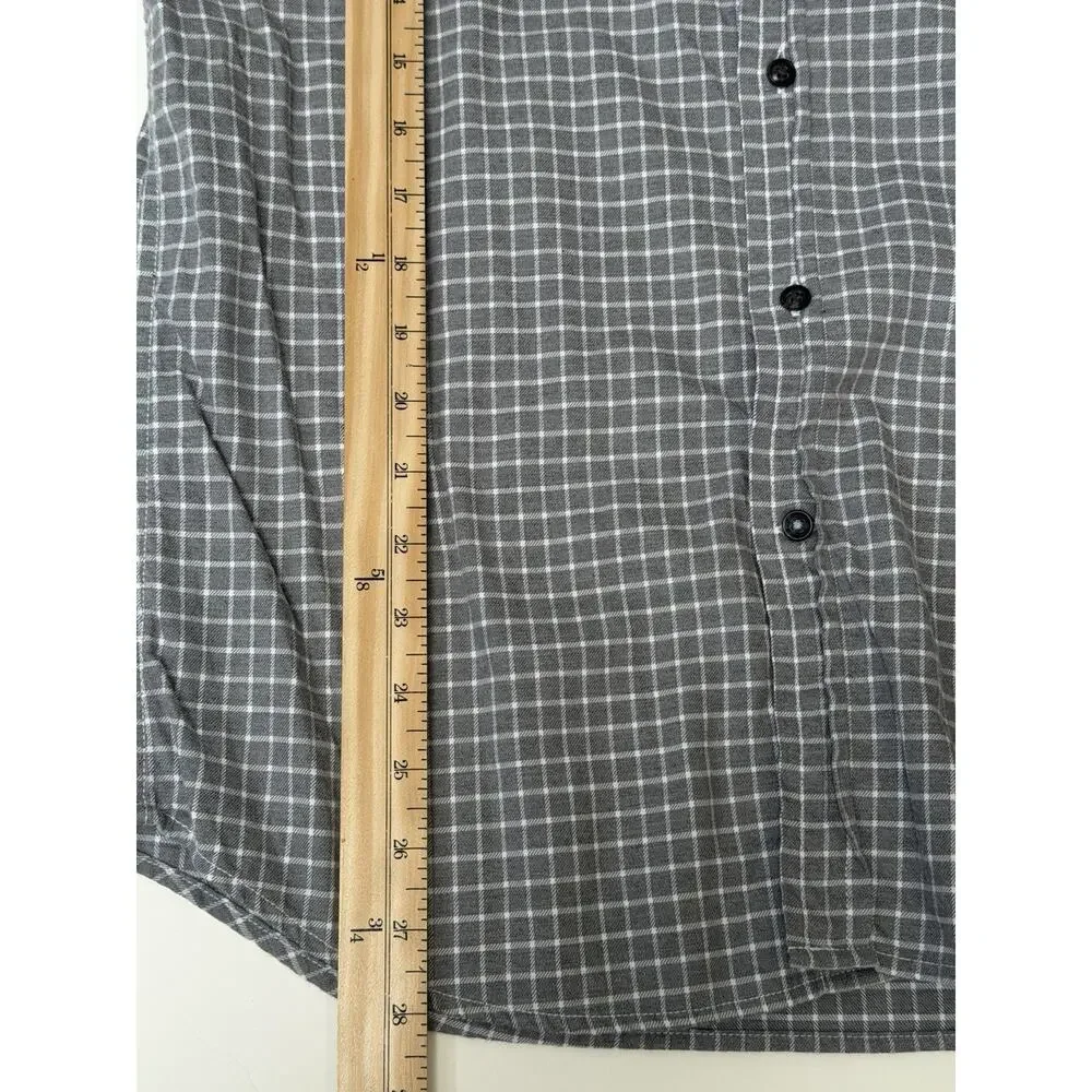 Banana Republic Luxe Slim Fit Men's Medium Button Down Gray Grid Flannel